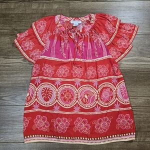 Shirt Womens S Ruffle Flutter Cap Sleeve Floral Blouse Boho Resortwear Tropical